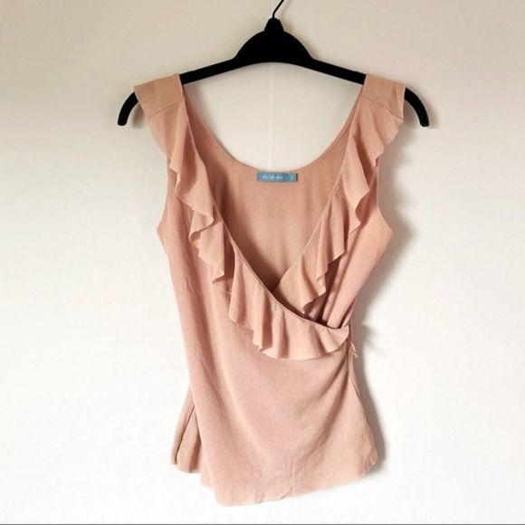 ☀️🛍 4/$20 BIG HEAVEN Pink Ruffled Sleeveless Wrap Top - Picture 10 of 10